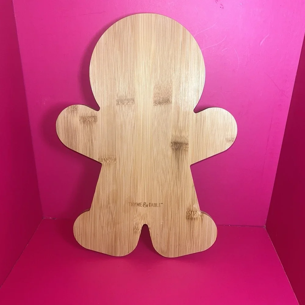 Christmas Acacia Wood Gingerbread Man Charcuterie Board Holiday Party Serve Tray